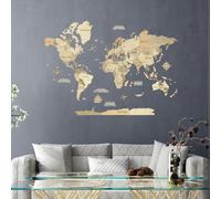 Carte du monde en bois 3d claire l