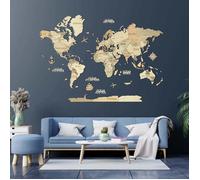 Carte du monde en bois 3D Claire XL (200×140 cm) Creatifwood - Décoration Murale