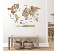Carte du monde en bois 3d foncée m