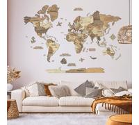 Carte du monde en bois 3d foncée xl