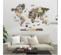 Carte du monde en bois 3D Graphite M (100*70 cm) Creatifwood - Décoration Murale
