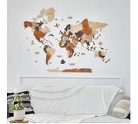 Carte du monde en bois 3D Multicolor M Creatifwood - Décoration Murale