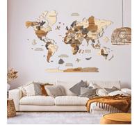 Carte du monde en bois 3D Multicolor XL Creatifwood - Décoration Murale