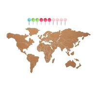 Carte du Monde en Liège Adhésif, Tableau Décoratif Mural Bois