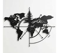 Carte du Monde en Métal Montagne, Décoration Murale en métal, Décoration de Maison, Décor de Salon, Plaque métallique (117x91 cm)