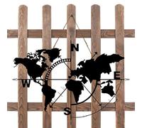 Carte du monde en métal murale - Silhouette avec ornements | Murale Planisphère éducatif avec points de référence, pour chambre d'enfant, salle de jeux, salle de classe