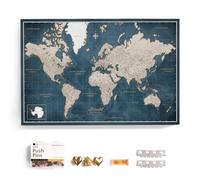 Carte du monde en toile avec tableau d'affichage en liège - Labels en anglais - Décoration murale décorative pour toutes les pièces - Tableaux sur toile (90x60 cm, Motif 19)