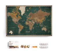 Carte du monde en toile avec tableau d'affichage en liège - Labels en anglais - Décoration murale décorative pour toutes les pièces - Tableaux sur toile (120x80 cm, Motif 4)