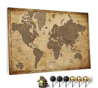 Carte du monde en toile avec tableau d'affichage en liège - Labels en Français - Décoration murale décorative pour toutes les pièces - Tableaux sur toile (120x80 cm, Motif 1 French)