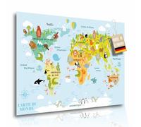Carte du monde enfants animaux XL 60x42 cm - Poster éducatif et ludique pour chambre enfant, affiche murale colorée avec continents, illustration pédagogique, décoration apprentissage géographie