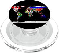 Carte du Monde et Drapeaux des Pays du Monde Tee PopSockets PopGrip pour MagSafe