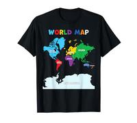 Carte du monde et noms de tous les continents, projection Mercator T-Shirt