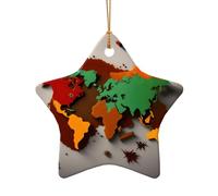 Carte du monde faite d'épices, décoration de Noël, décorations de sapin de Noël, décoration de vacances et idées cadeaux de Noël