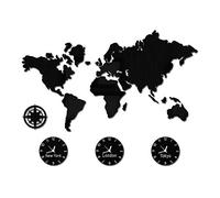 Carte du Monde Grande Horloge Murale New York Londres Tokyo Fuseau horaire personnalisé Silencieux Non tic-tac Horloge Murale Bureau Art Mural géographique