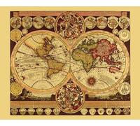 Carte du Monde Historique Imprimé en Relief (Aluminium) (26cm x 21cm) + Un Poster Surprise en Cadeau!