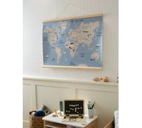 Carte du Monde mappemonde murale papier bleu TU