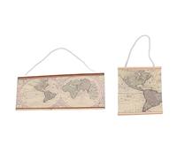 Carte du Monde Miniature à l'échelle 1/12, 2 Mini Tableaux Muraux pour Maison de Poupée, Carte du Monde Antique pour Mini Maison, Salon, Images d'art Mural, Accessoires de Décoration pour