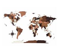 Carte du monde murale adhésive 3D en bois