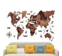 Carte du monde murale - Merveilleux cadeau, lettrage anglais, Waall Arrt Maap en bois avec États et capitales | Carte décorative pour la maison, l'école, le café, l'appartement, le dortoir