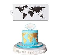 Carte du Monde Pochoir Gâteau Décoration Modèle Sucre en Poudre Peinture Pochoirs Gâteau De Mariage Décoratif Fleur Bord Bordure Dessin Moulage