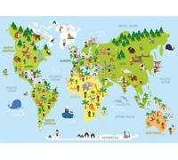 Carte du monde pour enfants - Carte du monde pour enfants - Poster géant XXL - Taille 100 x 140 cm