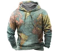 Carte du Monde pour Hommes Pull Sweat-Shirt à Manches Longues Veste à Capuche avec Poches