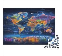 Carte du Monde Puzzle Adulte 1000 Pièces Puzzles 3D Abstrait Bricolage Moderne Art Mural Cadeau Unique Home Decor 1000pcs (75x50cm)