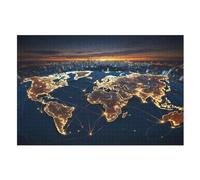 Carte du Monde Puzzles en Bois, De Décompression Puzzle, pour Adultes Enfants 1000 Pièces Jouets De Décompression （75×50cm）