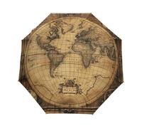 Carte du Monde Rétro Terre Parapluie Pliant Enfant Garçons Filles Automatique Protection UV Parapluies Coupe-Vent pour Voyager