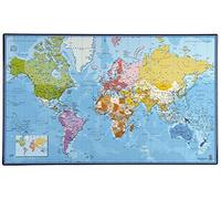 Carte du Monde - Sous Main Rigide / Avec Pays et Capitales Imprimés (Dimension 35 x 60 cm) Impression 2015