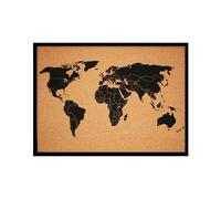 Carte du monde tableau d'affichage 50 x 70 cm, tableau en liège avec carte continentale noire, beau cadre classique