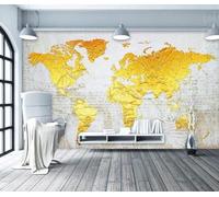 Carte Du Monde Vintage Gold Creative Art Papier Peint 3d Moderne Soie Texturée Haut De Gamme IdéAl Pour Le Salon Et La Chambre à Coucher-430cm×300cm