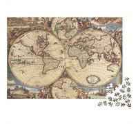 Carte du Monde Vintage Puzzle 1000 Pièces Papier pour Adultes Style Géographique Classique Jeu de Puzzle 1000 Pièces Détente Décoration Cadeau 70x50cm/1000pcs