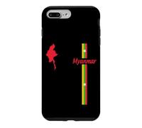 Carte du Myanmar, Drapeau du Myanmar Couleurs Pays Contour Voyage Coque pour iPhone 7 Plus/8 Plus