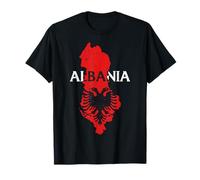 Carte du pays de l'Albanie - Drapeau patriotique albanais fier T-Shirt