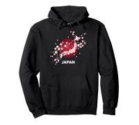 Carte du Pays du Japon Silhouette Sakura Cerisier Fleur Soleil Sweat à Capuche