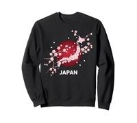Carte du Pays du Japon Silhouette Sakura Cerisier Fleur Soleil Sweatshirt