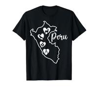 Carte du Pérou avec icônes de cœur culturel T-Shirt Graphique avec Valeur
