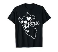 Carte du Pérou avec Texte cursif et éléments en Forme de cœur T-Shirt