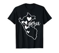 Carte du Pérou avec Texte cursif et éléments en Forme de cœur T-Shirt Graphique avec Valeur