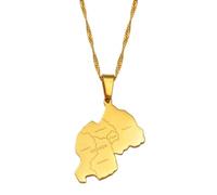 Carte Du Rwanda Avec Villes Collier Pendentif À Breloque Jaune/Blanc, Bijoux Rwandais Femmes Africaines Filles Collier D'Amitié Pour Femmes Hommes Bijoux Cadeau De Fête De Vacances, Blanc, 45 Cm O