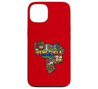 Carte du Venezuela Icônes Culturelles Drapeau Arepa Salto Angel Coque pour iPhone 13