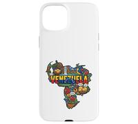 Carte du Venezuela Icônes Culturelles Drapeau Arepa Salto Angel Coque pour iPhone 15 Plus
