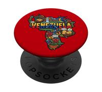 Carte du Venezuela Icônes Culturelles Drapeau Arepa Salto Angel PopSockets PopGrip Adhésif