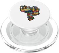 Carte du Venezuela Icônes Culturelles Drapeau Arepa Salto Angel PopSockets PopGrip pour MagSafe