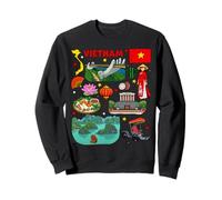 Carte du Vietnam, Culture et Monuments Art, Souvenir Coloré Sweatshirt