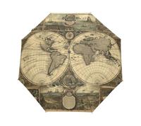 Carte du Vieux Monde Terre Parapluie Pliant Enfant Garçons Filles Automatique Protection UV Parapluies Coupe-Vent pour Voyager