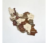 Carte en bois 3D multicouche de l'Iran - Décoration murale pour la maison, la cuisine ou le bureau - Cadeau unique pour les Iraniens (60 x 55 cm)
