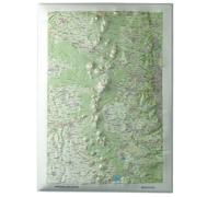 Carte en relief - Chaîne des Puys - 50 x 70 x 3 cm | Dénivelés Editions