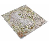 Carte en relief - Dartmoor (Devon, Angleterre) - avec cadre en bois | Dorrigo - bois foncé